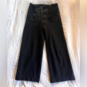 Anthropologie Maeve The Colette Cropped Wide-Leg Ponte Pants - Black, Size 28